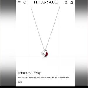 Red Heart Pendant Necklace for Women - Silver Tone